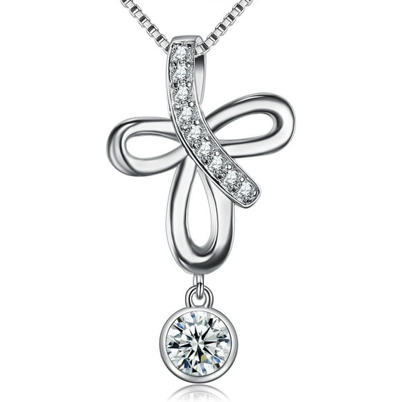 GHSDFBB S925 Sterling Silver Cross Pendant Necklace