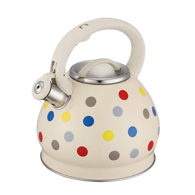 Hervidor de agua Puntos coloridos 3.5 litros Tetera de té Silbido Anti escaldado Mango Parte inferior engrosada Durable para la parte superior de la estufa Se calienta Fanmusic Hervidor de agua