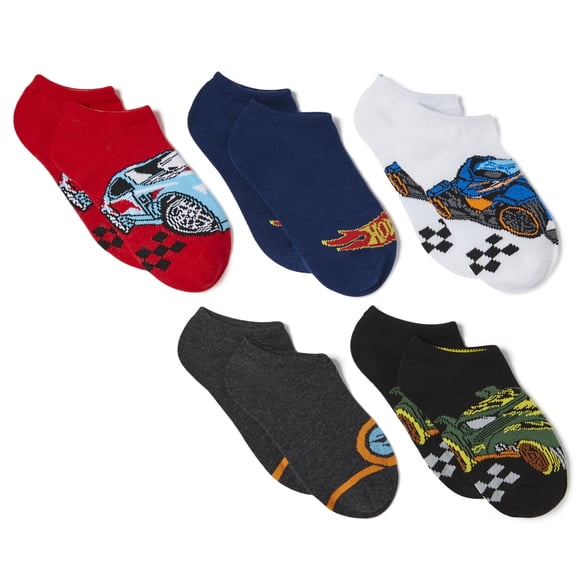 Calcetines Hot Wheels para niños, coche de carreras, paquete de 5 unidades, sin tobillo