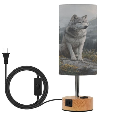 Touch Control Table Lamp with Wood Grain Metal Base 3 Color Temperature Adjustable LED Eye Caring Desk Lamp for Bedroom Study Gray Wolf