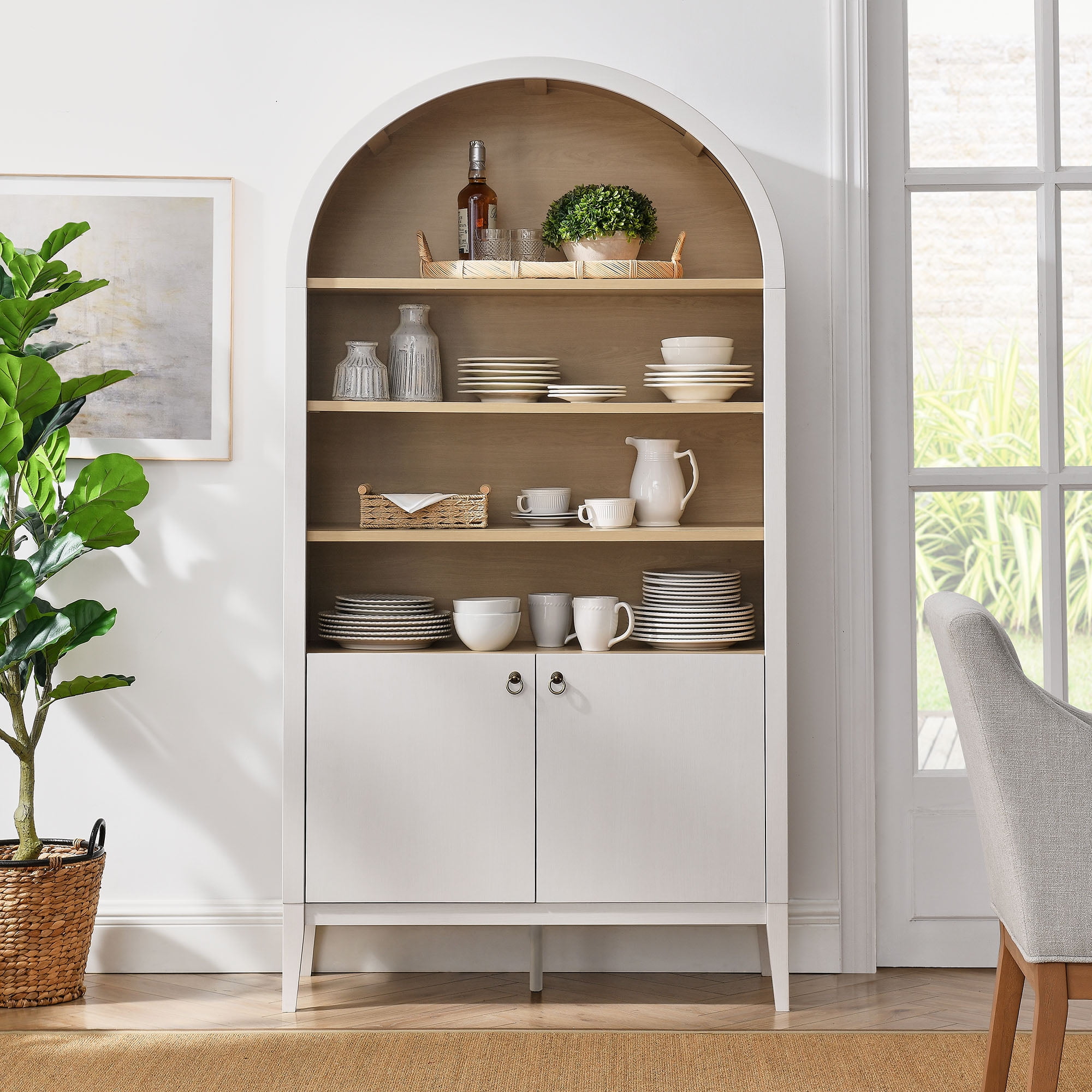 Nolan Storage Display Cabinet Bookshelf in Ivory