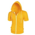 thumbnail image 5 of Unique Bargains Men's Short Sleeve Solid Color Zip Up Sport Hoodies L Yellow, 5 of 6