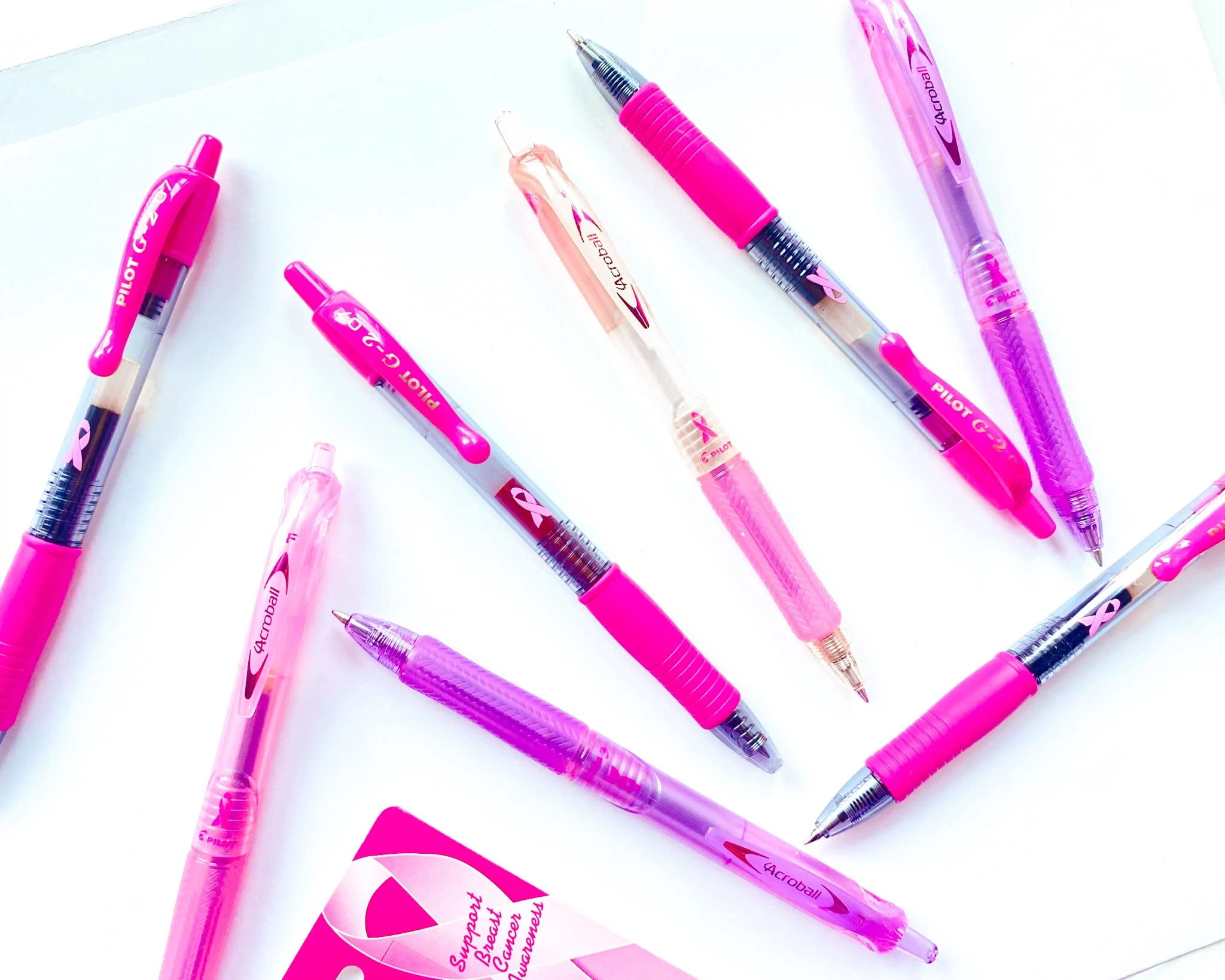 PILOT Acroball Breast Cancer Awareness Collection Advanced Ink Refillable & Retractable Ball Point Pens, Fine Point, Assorted Colors, 14-Pack (14688) Black/Pink 14 Count (Pack of 1) Assorted Point