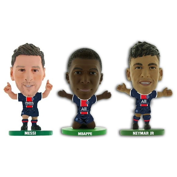 Paris Saint Germain - Lionel Messi, Neymar Jr & Kylian Mbappe SoccerStarz Lot de 3 Pièces