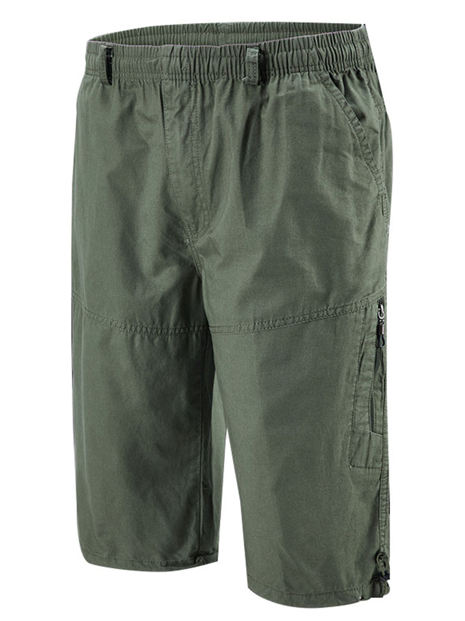 Big Boys Casual Shorts Summer Cotton Fit Drawstring Elastic Waist Beach Shorts with Zipper Pockets