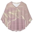 thumbnail image 4 of Delicate Floral Pink Design Women's V-Neck Blouse With 3/4 Ruffled Bell Sleeves Casual Top Ladies Blouses, 4 of 7
