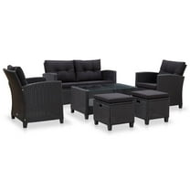 vidaXL Patio Sofa Outdoor Conversation Set with Cushions 6 Piece PE Rattan