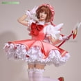 thumbnail image 4 of Anime Cardcaptor Sakura Card Captor Cosplay Kinomoto Sakura Disfraz de Cosplay Peluca Vestido Lolita Rosa Traje de Fiesta de Disfraces de Halloween, 4 of 5