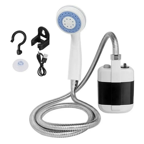 RV Portable Shower Camping Outdoor Handheld Electric Shower Battery 2200hm Handheld Rechargeable Camping,1 * shower 1 * hook 1 * suction cup 1 * charging cable,As Shown