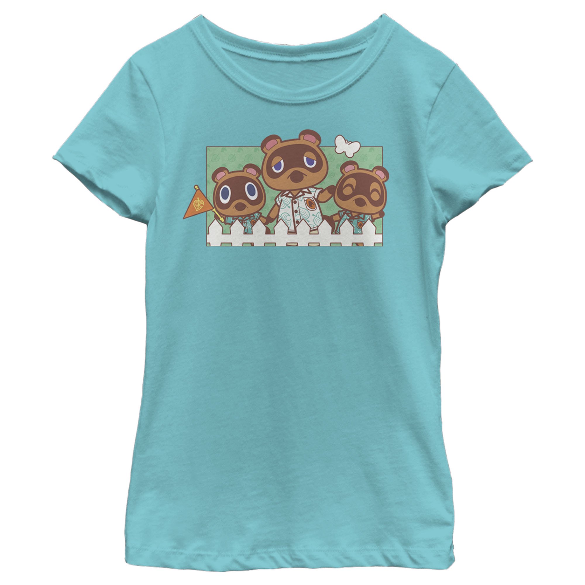 Girl s Nintendo Animal Crossing Nook Family Portrait Graphic Tee Tahiti Blue Small
