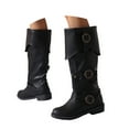 thumbnail image 3 of YLYL Mid Calf Boots Round Toe Buckle Straps with Side Zipper for Country Music Festivals, 3 of 9