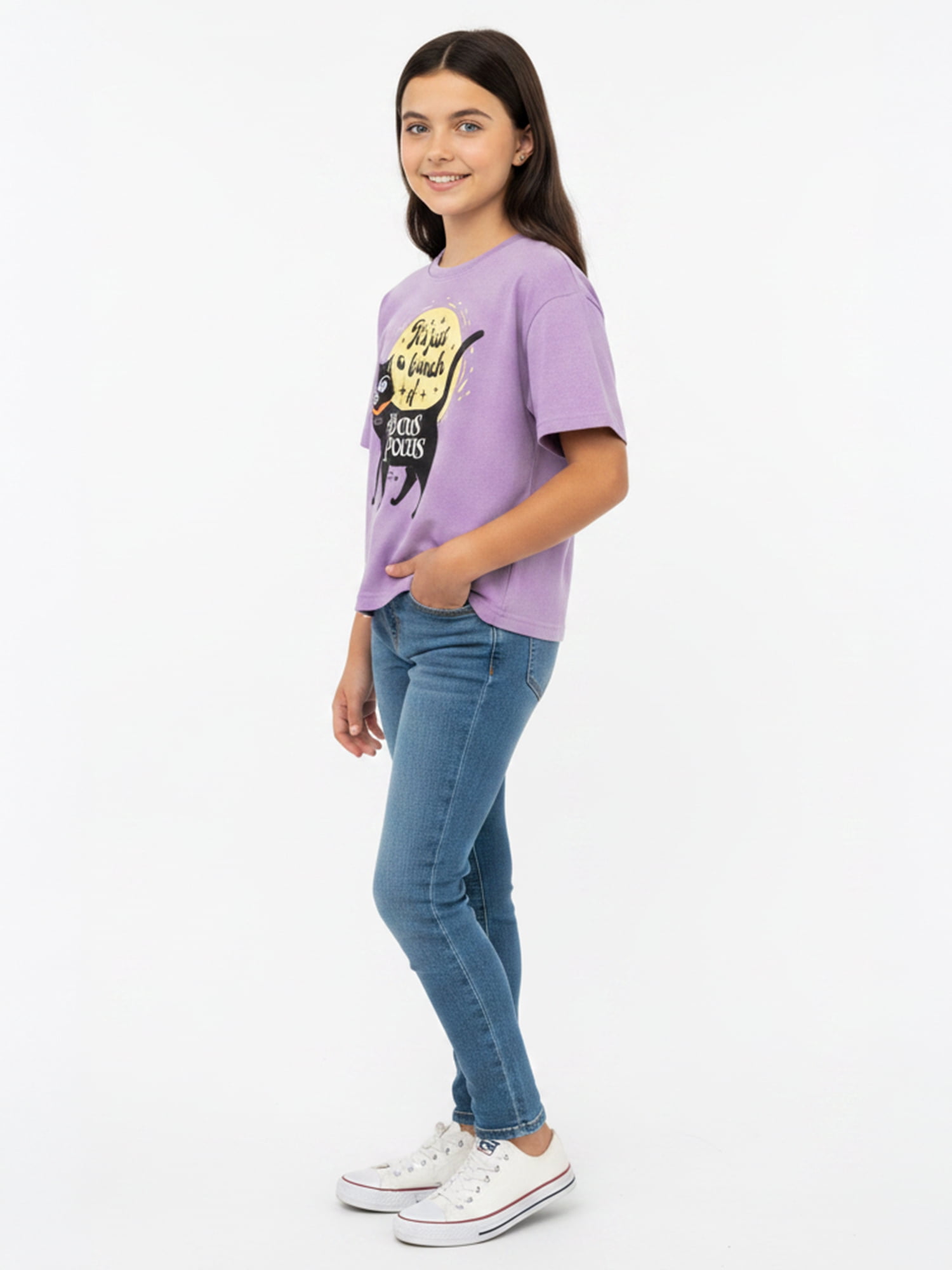 Disney Hocus Pocus Boxy Mineral Washed Halloween Crewneck Tee with Short Sleeves, Sizes 4-16