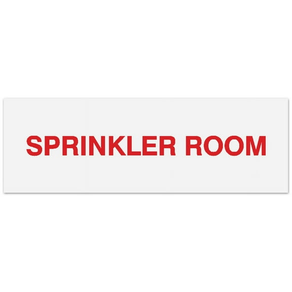 Signs ByLITA Basic Sprinkler Room Sign - Laser-Engraved Lettering | Durable ABS Plastic | Vibrant Colors | Powerful Foam Tape (White/Red) - Large