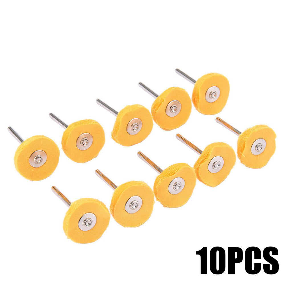 10Pcs Yellow Cloth Polishing Round Wheel Buffing Pad for Rotary Tool 25mm 