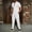 White, variant on Men's Waffle Knit 2 Piece Tracksuit Outfit, Mandarin Collar Short Sleeve Button Down Shirt & Drawstring Straight Leg Pants Big and Tall Size S-3XL White