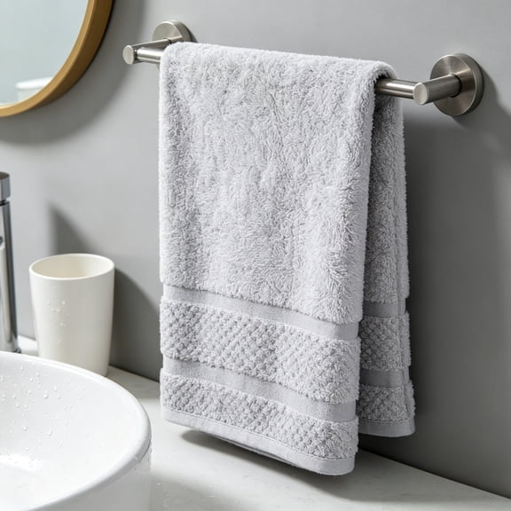Bath Towel Solid Cotton Washcloth Set Soft Absorbent Quick Dry Hand Towel for Bathroom Shower Spa Daily Use, 13.38 X 33.86 Inch Gray
