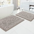 thumbnail image 3 of PrimeBeau 3 Piece Shaggy Chenille Non-Slip Absorbent Bath Mat Set, Khaki (17" x 24", 20" x 32", 20" x 24" U), 3 of 5