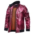 thumbnail image 2 of Munlar Sequin Jacket- Fashion Pure Color Zipper Stand Collar Imitation Leather Lab Coat Men Christmas Winter Coat Clearance, 2 of 8