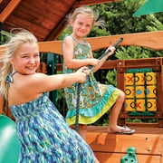 Gorilla Playsets Mountaineer Treehouse Wooden Swing Set with Tube Slide, Rope Ladder, and Sandbox
