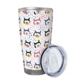 thumbnail image 2 of Lsque Cute Dog Pattern 20oz Car Cup with Lid and Straw, Insulated Coffee Cup with Straw Topper, Spill Proof Travel Coffee Mug, Stainless Steel Tumble-Straw Three-piece Set, 2 of 8