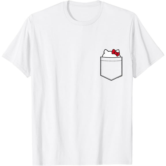 Hello Kitty Peeking (Graphic Pocket) DTG Print Unisex T-Shirt