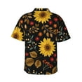 thumbnail image 3 of Uemuo Sunflowers Leaves Printed Regular Fit Short Sleeve Casual Hawaiian Shirt for Men,Aloha shirt,Tropical shirt,Floral print shirt,Vacation Beach shirt-X-Large, 3 of 9
