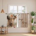 thumbnail image 2 of Spring Cow Floral Kitchen Curtain for Berdoom Living Room Cafe 45 Inch Length, Light Brown Wooden Farmhouse Tiers Curtains Light Filtering Drapes Rod Pocket Window Treatment 2 Panels 52"Wx45"L, 2 of 8