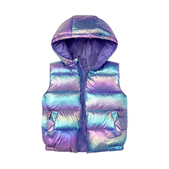 Mercatoo Baby Boys Girls Puffer Down Vest Hooded Kids Metallic Zip Up Sleeveless Jacket Vest Lightweight Fall Winter Waistcoat Pockets