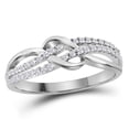 thumbnail image 2 of 10kt White Gold Womens Round Diamond Crossover Band Ring 1/5 Cttw, 2 of 3