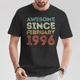 thumbnail image 2 of Awesome Since February 1996 Vintage Birthday Classic 1996 T-Shirt – Retro Style Birthday Tee, Nostalgic 1996 Graphic Shirt, Perfect Gift for February Birthdays, Classic Vintage Apparel, 2 of 3