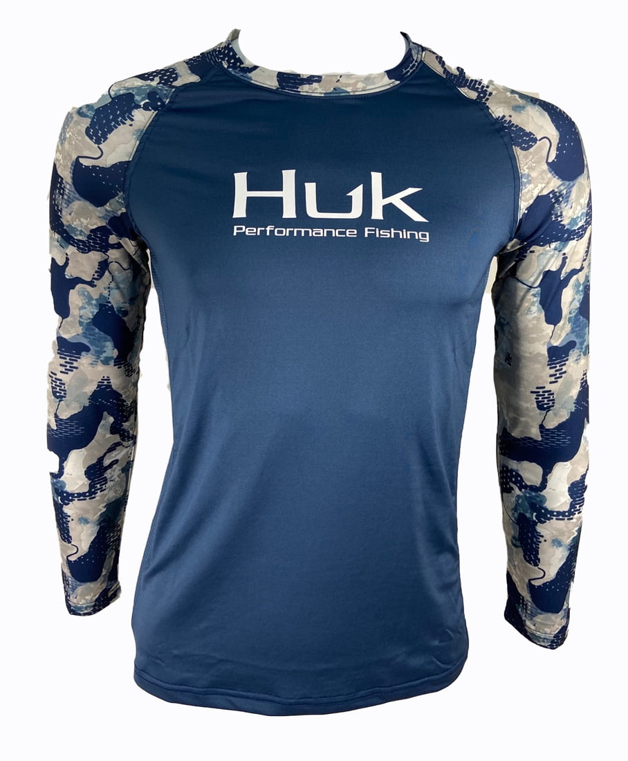 Huk Youth Refraction Double Header Bluefin X-Large Long Sleeve Fishing  Shirt 