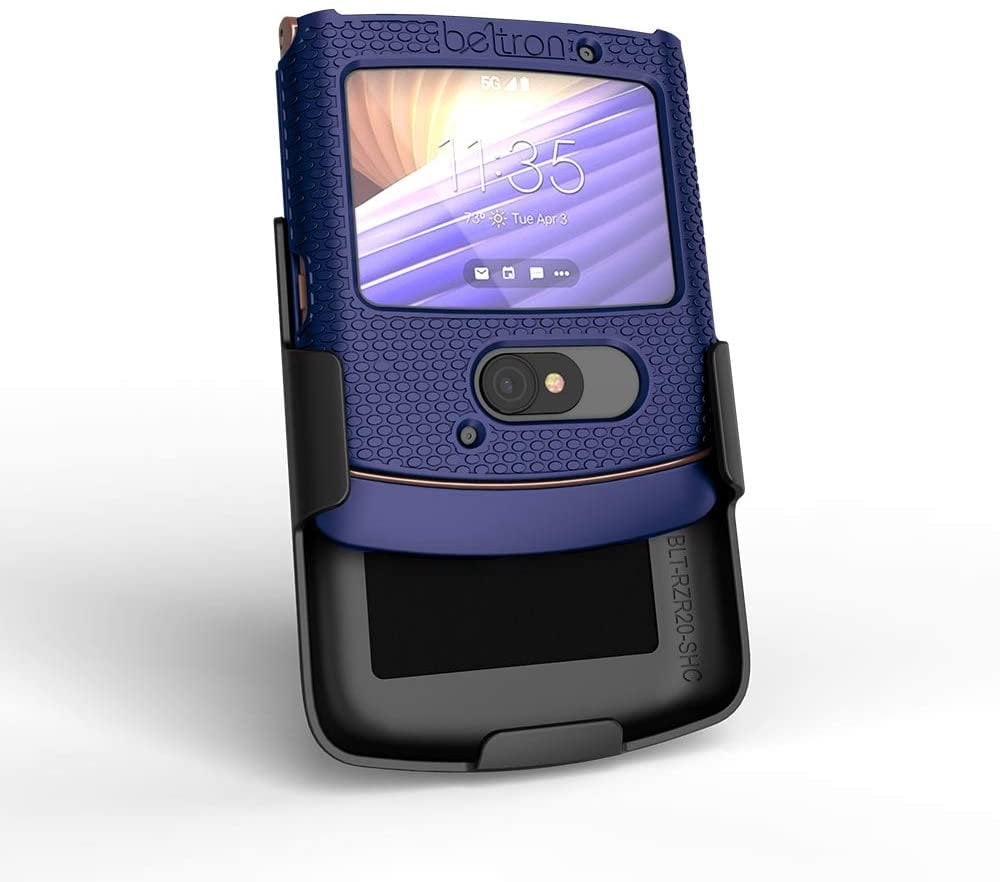 BELTRON Case with Clip for Motorola RAZR 5G AT&T / T-Mobile, Snap-On Protective Cover with Rotating Belt Holster Combo & Built in Kickstand for Motorola Moto RAZR 5G Flip Phone 2020 XT2071 - Blue