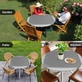 thumbnail image 4 of Grey Geometric Round Tablecloth for 45-54 Inch Tables,Fitted Table Cover with Elastic Edge,Bohemia Tribal Farm Tribal Patterned Waterproof Outdoor Table Cloth Protector for Patio Garden Dinner Picnic, 4 of 9