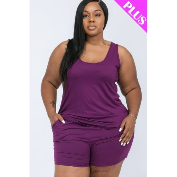 Plus Comfy Tank Top & Shorts Set