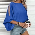 thumbnail image 2 of Timegard Summer Tops for Women Drop Shoulder Lightweight Loose Solid Color Casual 3/4 Sleeve Blouse, 2 of 7
