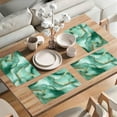 thumbnail image 2 of 4pcs Abstract Teal Gold Placemats Table Mats Durable Washable Rustic Linen Vintage Placemats for Home Dinner Party Camping Wedding Table Decoration 12 x 18 Inch, 2 of 7