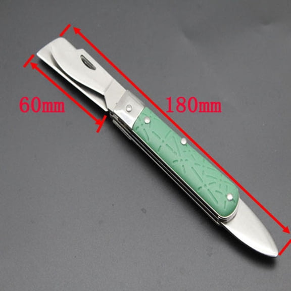 Tree Budding Knife Garden Grafting Tool Set Seedling Peeler with Folding Blade and Bark Lifter for Rose Bushes Fruit Trees Plant Propagation Kit Professional Gardeners Equipment (7) Green Steel
