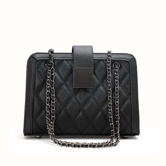 Leather Blend Cowhide Tote Bag, Women's Quilted Chain Shoulder Crossbody Purse