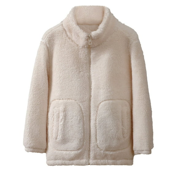 Lovzfmll Toddlers Kids Teens Plush Sherpa Jacket, Windproof Thick Lining, Cozy Warm Winter Coat for Outdoor for 3-16 Years