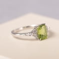 thumbnail image 2 of Real natural peridot ring sterling silver emerald cut green stone August birthstone wedding ring for women, 2 of 5
