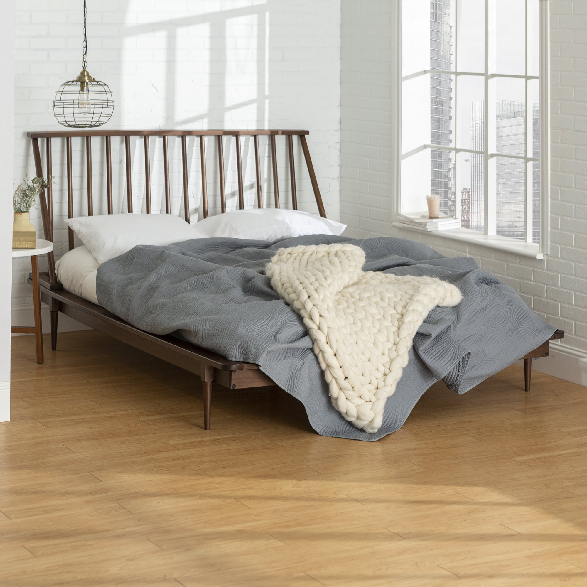 wood spindle bed