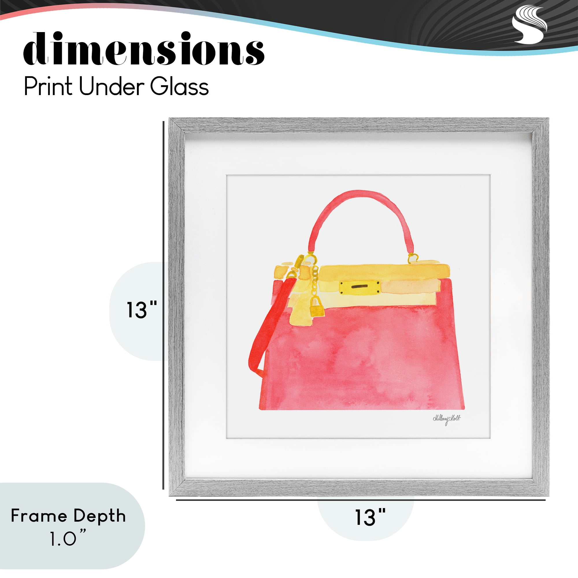Stupell Industries Elegant Coral Handbag Gray Framed Print Under Glass, design by Hillary Holt