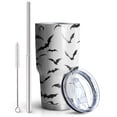 thumbnail image 2 of 30oz Black Halloween Bats Tumblers Stainless Steel Tumbler with Lid and Straw,Vacuum Insulated Double Wall Travel Tumbler Cups Mug with Cleaning Brush for Coffee,Tea, 2 of 7