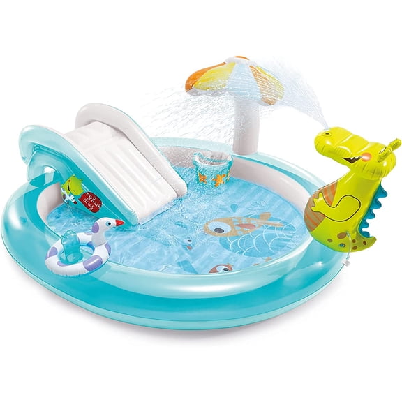 Gator 6.6' x 5.6' x 4" Outdoor Inflatable Kiddie Pool Water Play Swim Center