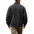 thumbnail image 5 of Jessboyy Mens Bomber Jackets Fall Winter Midweight Stand Collar Zip up Jacket Work Trendy Casual Windbreaker Jackets Black,L, 5 of 9