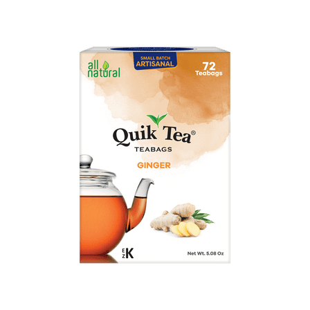 QuikTea Ginger Chai Tea Bags - 72 Count - All Natural, Preservative Free - Non-GMO -  Easy To Brew Ginger Chai Tea Bags