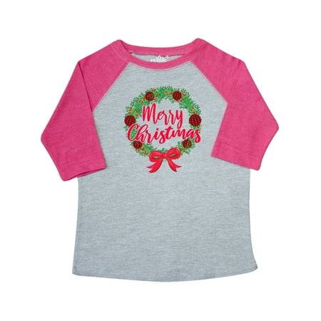 

Inktastic Merry Christmas Wreath with Red Bow and Ornaments Gift Toddler Boy or Toddler Girl T-Shirt