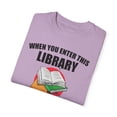 thumbnail image 3 of Humorous Enter This Library Bookworm Librarian Enthusiast Novelty Books Collection Bookcase Bookstore Lover Unisex Garment-Dyed T-shirt, 3 of 4