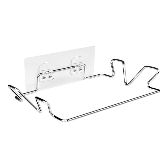 Wall Mount Stainless Steel Garbage Bag Holder Adhesive Hanging Towel Trash Rack