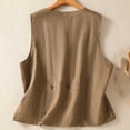 thumbnail image 4 of PBFRDSJ Cotton Linen Vest for Women Summer Sleeveless V Neck Button Down Tank Tops Lightweight Business Casual Jacket with Pockets, 4 of 9